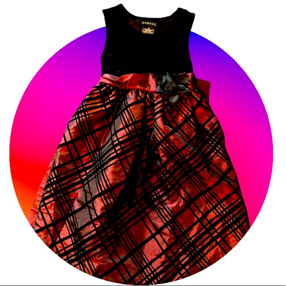 GEORGE Black & Burgundy Color Pattern Dress/Evening Gown